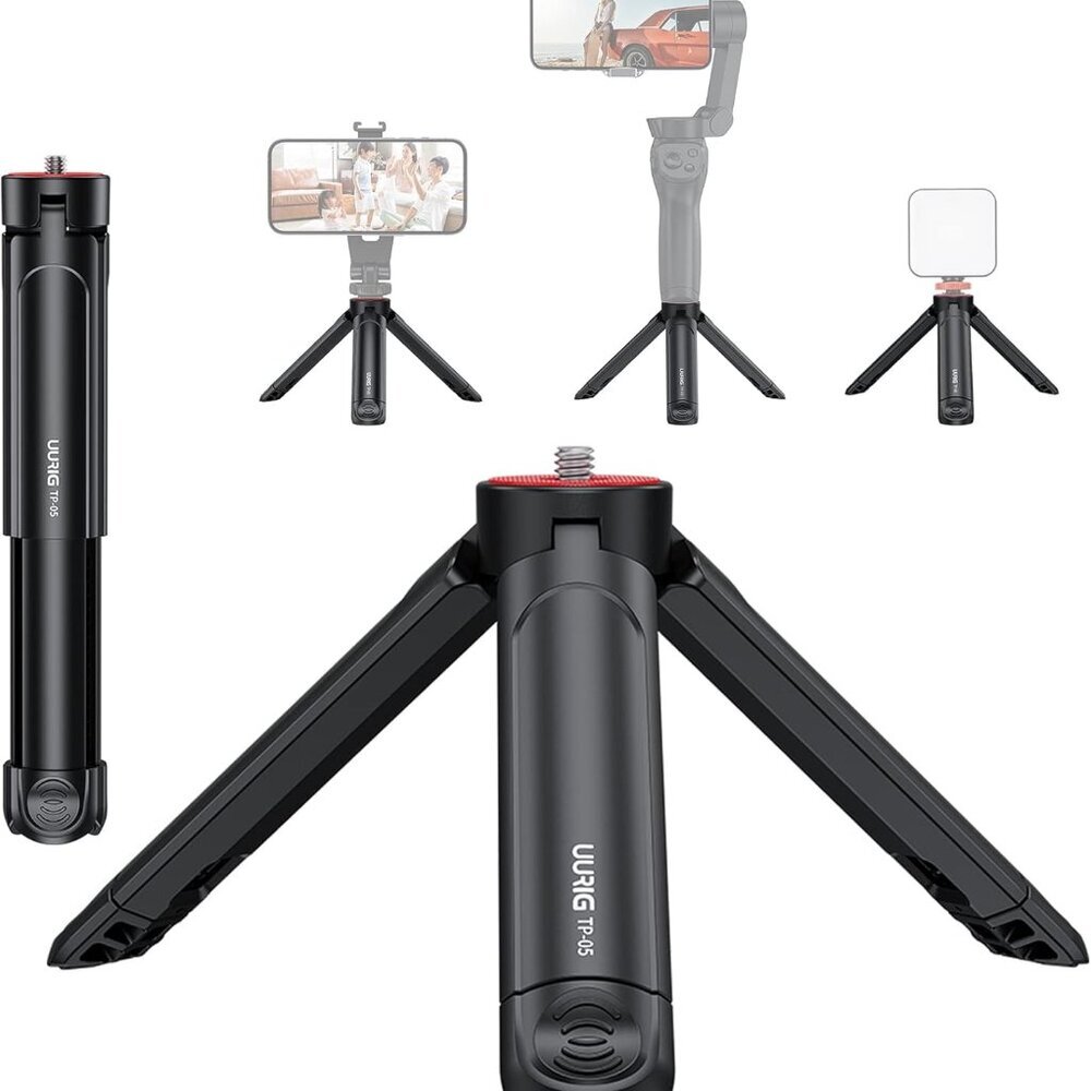 UURIG TP05 Extendable Mini Camera Tripod, Portable Selfie Stick Handle Grip Desk